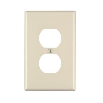 Leviton PJ8-I Receptacle Wallplate, 4-7/8 in L, 3-1/8 in W, Midway, 1 -Gang, Nylon, Ivory, Surface Mounting