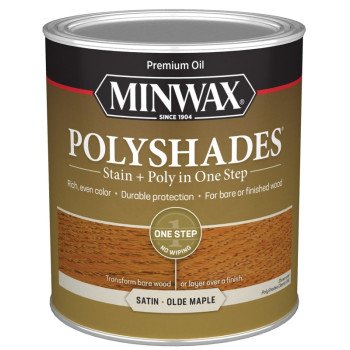 Minwax 61330444 Waterbased Polyurethane Stain, Satin, Liquid, Olde Maple, 1 qt, Can