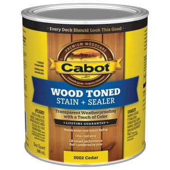 Cabot 3000 Series 140.0003002.005 Exterior Stain, Wood Toned, Cedar, Liquid, 1 qt