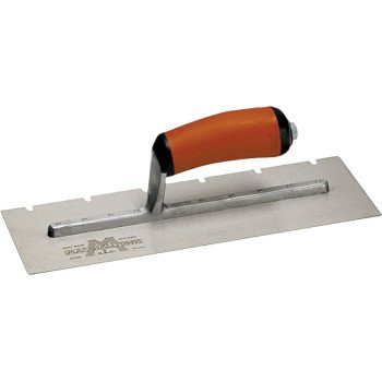 Marshalltown 776SD Trowel, 1/4 in W x 3/8 in D Notch, 11 in L, 4-1/2 in W, Square Notch, Curved Handle