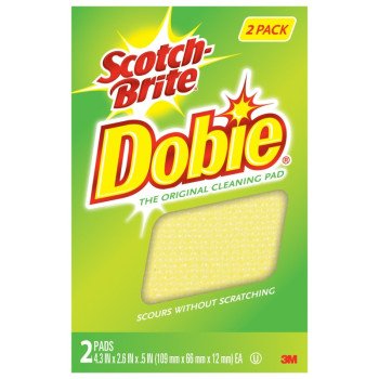 Scotch-Brite Dobie 722-6 All-Purpose Pad, 4-3/8 in L, 2.7 in W, 0.6 in Thick, Polyester/Polyurethane, Pale Yellow