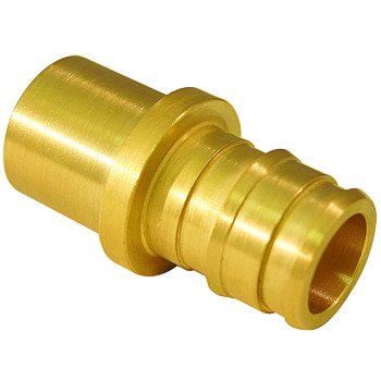 Apollo Valves ExpansionPEX Series EPXMS1210PK Pipe Adapter, 1/2 in, Barb x Male Sweat, Brass, 200 psi Pressure