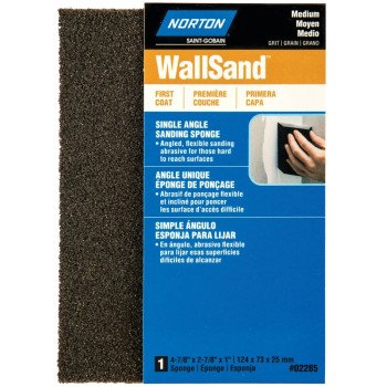 Norton WallSand 02285 Sanding Sponge, 4-7/8 in L, 2-7/8 in W, Medium