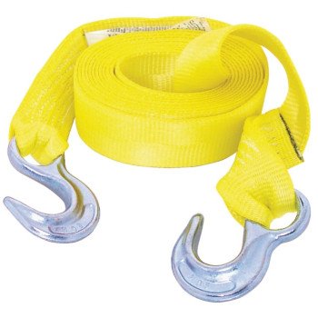 Keeper 02815 Emergency Tow Strap, 5000 lb, 2 in W, 15 ft L, Hook End, Polyester, Yellow