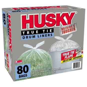 Husky HK55WC080C Trash Bag, 55 gal Capacity, Clear