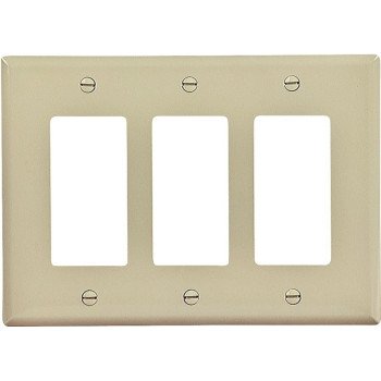 Eaton Wiring Devices PJ263V Wallplate, 4.87 in L, 6-3/4 in W, 3 -Gang, Polycarbonate, Ivory, High-Gloss