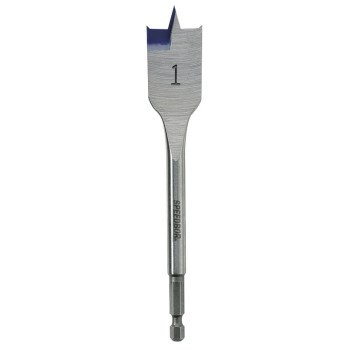 Irwin 88816 Spade Drill Bit, 1 in Dia, 6 in OAL, Flat Flute, 1/4 in Dia Shank, Hex Shank