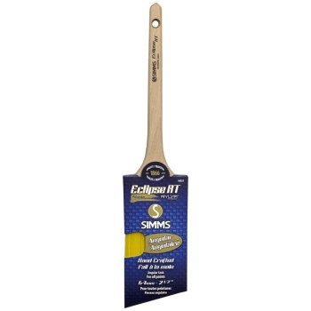 Simms 6025-64 Paint Brush, 2-1/2 in W, Angle Sash Brush, Synthetic Hybrid Blend Bristle, Rat Tail Handle