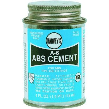 Harvey A-6 Series 18500-24 Solvent Cement, Liquid, Black, 4 oz Can