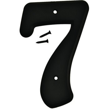 Hy-Ko 30200 Series 30207 House Number, Character: 7, 6 in H Character, Black Character, Plastic