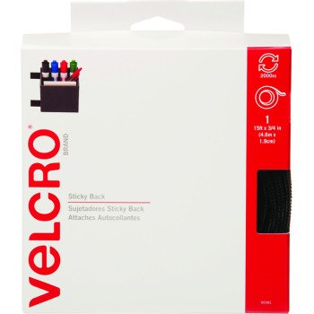 VELCRO Brand 90082 Fastener, 3/4 in W, 15 ft L, Nylon, White, Rubber Adhesive