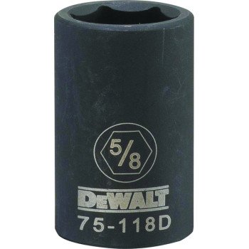 DeWALT DWMT75118OSP Deep Impact Socket, 5/8 in Socket, 1/2 in Drive, 6-Point, Steel, Black Oxide