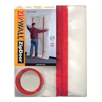 Zipwall ZDC Dust Barrier Door Kit, 4 ft L, 8 ft W, Plastic, Clear