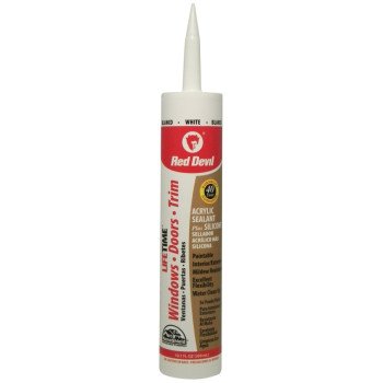 Red Devil Lifetime 0856PR Acrylic Sealant, White, -20 to 180 deg F, 10.1 fl-oz Cartridge