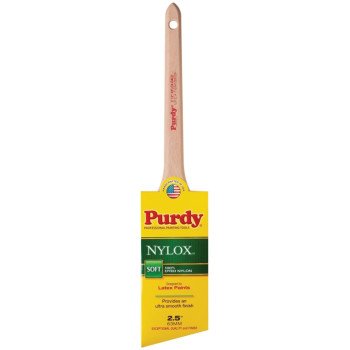 Purdy Nylox Dale 144080225 Angular Trim Brush, 2-1/2 in W, 2-11/16 in L Bristle, Nylon Bristle, Rat Tail Handle