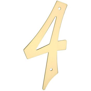 National Hardware V1901 Series N211-623 House Number, Character: 4, 4 in H Character, 2.44 in W Character, Brass