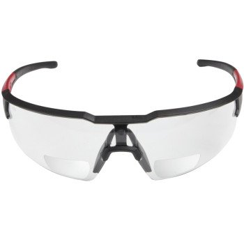 Milwaukee 48-73-2204 Safety Glasses, Unisex, Anti-Scratch Lens, Polycarbonate Lens, Plastic Frame, Black/Red Frame, 1/PK