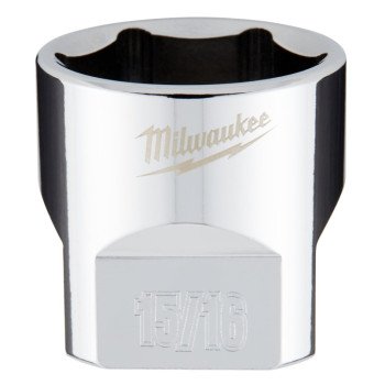 Milwaukee 45-34-9071 Socket, 15/16 in Socket, 3/8 in Drive, 6-Point, Chrome Vanadium Steel, Chrome