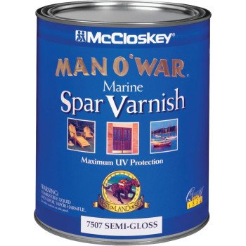 McCloskey Man O' War 080.0007507.005 Marine Spar Varnish, Semi-Gloss, Clear, Liquid, 1 qt, Can