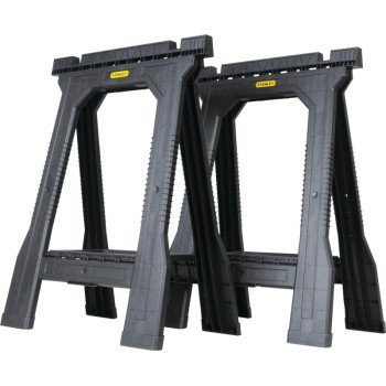 STANLEY STST60952 Folding Sawhorse, 800 lb, 5 in W, 32 in H, 22-1/2 in D, Plastic, Black