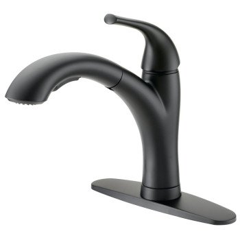 Boston Harbor TOBI21040011BL Pull Out Kitchen Faucet, 1.8 gpm, 1-Faucet Handle, 1, 3-Faucet Hole, Metal/Plastic, Deck