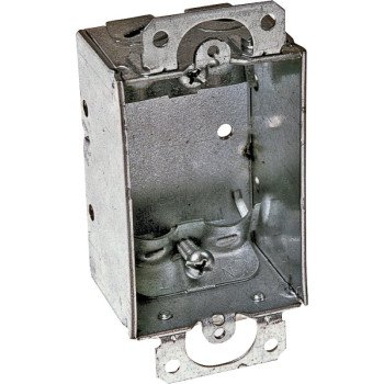 Raco 410 Switch Box, 1-Gang, 1-Outlet, 4-Knockout, Steel, Gray, Galvanized