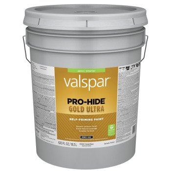 Valspar Pro-Hide Gold Ultra 6300 028.0063002.008 Latex Paint, Acrylic Base, Satin, Pastel Base, 5 gal