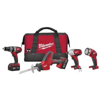 Milwaukee 2695-24 Combination Kit, Battery Included, 18 V, 4-Tool, Lithium-Ion Battery