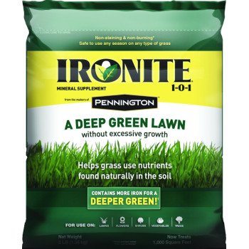 Ironite 100519429 Lawn Fertilizer, 3 lb Bag, Solid, 1-0-1 N-P-K Ratio