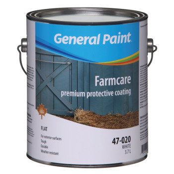 General Paint 47-020-16 General Purpose Farm Paint, Flat, White, 1 gal, 250 to 330 sq-ft Coverage Area