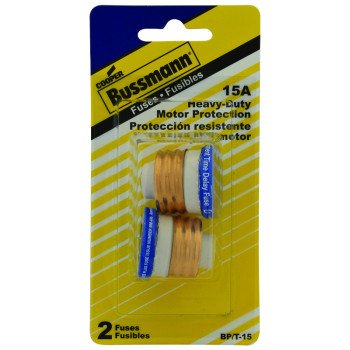 Bussmann BP/T-15 Plug Fuse, 15 A, 125 V, 10 kA Interrupt, Plastic Body, Low Voltage, Time Delay Fuse