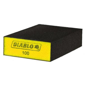 Diablo DFBLBLOFIN01G Sanding Sponge, Black/Yellow, 5 in L, 3 in W, 100 Grit, Fine