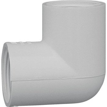 IPEX 435538 Pipe Elbow, 1/2 in, FPT, 90 deg Angle, PVC, White, SCH 40 Schedule, 150 psi Pressure