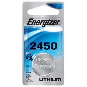 Energizer ECR2450BP Coin Cell Battery, 3 V Battery, 620 mAh, CR2450 Battery, Lithium, Manganese Dioxide