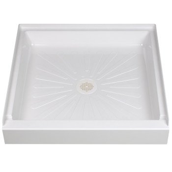 Durabase 3232M Shower Base, 32 in L, 32 in W, 5-1/2 in H, Fiberglass, White