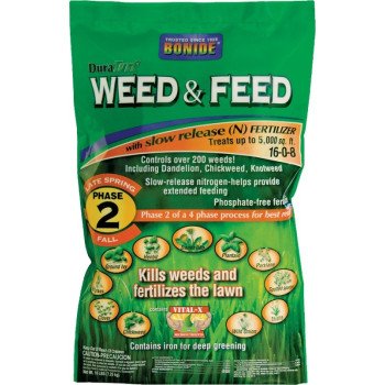 DuraTurf 60420 Weed and Feed Lawn Fertilizer, 16 lb, Solid, 16-0-8 N-P-K Ratio