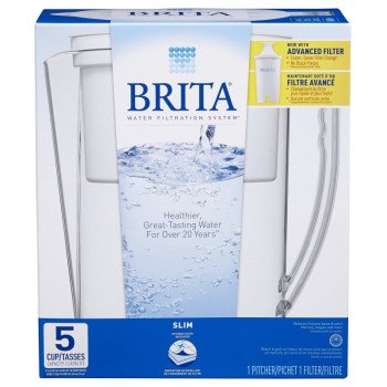 Brita Slim Series 642629FRM1 Water Filter Pitcher, Plastic, White