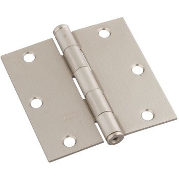 National Hardware N830-326 Square Corner Door Hinge, Cold Rolled Steel, Satin Nickel, Full-Mortise Mounting