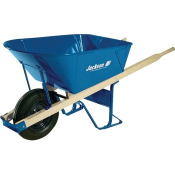 Jackson M11T22 Contractor Wheelbarrow, 6 cu-ft Volume, Steel, 1-Wheel, Pneumatic Wheel, 16 in Wheel