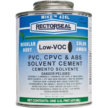 Rectorseal 55973 Solvent Cement, 1 pt, Can, Liquid, Amber