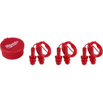 Milwaukee 48-73-3151 Reusable Ear Plugs, 26 dB NRR, Silicone Ear Plug, Red Ear Plug