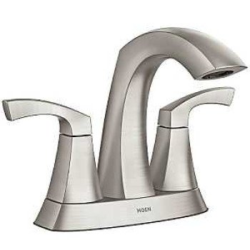 Moen Lindor Series 84506SRN Centerset Bathroom Faucet, 1.2 gpm, 2-Faucet Handle, 3-Faucet Hole, Metal, Brushed Nickel