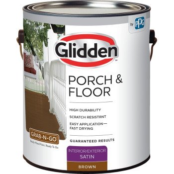 Glidden 3031F Paint and Primer, Satin, Brown, 1 gal