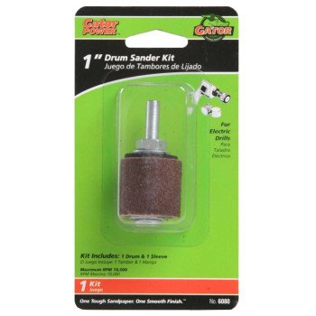 Gator 6080 Sanding Drum Kit, 1 in Dia Drum, 1/4 in Dia Shank, Aluminum Oxide Abrasive