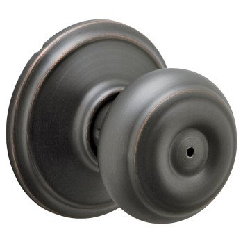 Schlage Georgian Series F40VGEO716 Privacy Lockset, Round Design, Knob Handle, Aged Bronze, Metal, Interior Locking