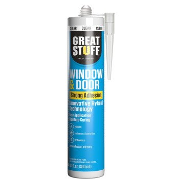 Great Stuff 99DOOR3007 Window and Door Hybrid Sealant, Clear, 24 hr Curing, 10.1 fl-oz Cartridge