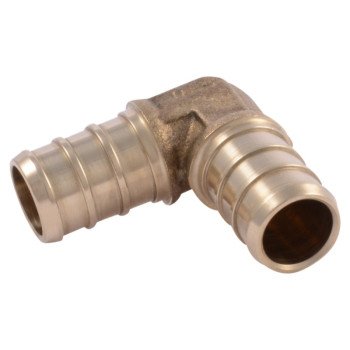 SharkBite UC248LFA10 Pipe Elbow, 1/2 in, Barb, 90 deg Angle, Brass, 80 to 160 psi Pressure