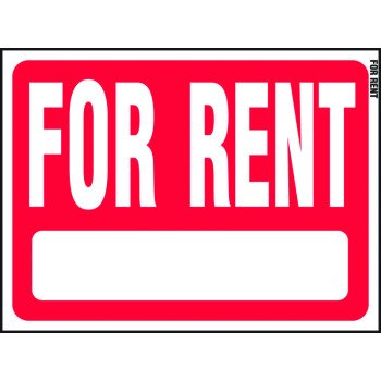 Hy-Ko RS-603 Real Estate Sign, Rectangular, FOR RENT, White Legend, Red Background, Plastic