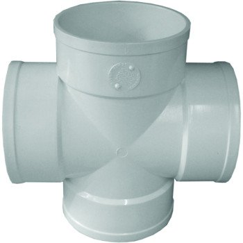 Canplas 414450BC Sewer Pipe Cross, 4 in, Hub, PVC, White