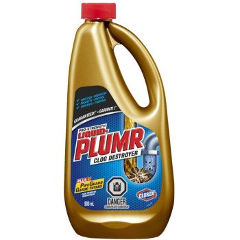 Liquid-Plumr 01811PK01 Clog Remover, Liquid, Pale Yellow, Bleach, 900 mL Bottle